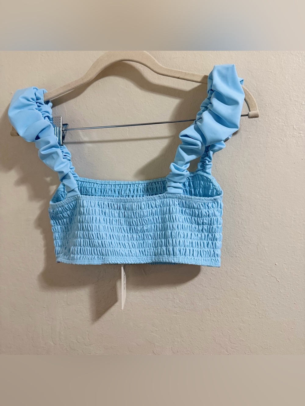 SEA New York Amabel Smocked Bikini Set NWT M Ice Blue Ruffle High Waist Luxury - Picture 12 of 14
